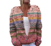 Generico Cardigan Donna Nero Casual Morbido Comodo Giacca in Maglia Elegante Traspirante Leggero Cardigan Bolero Girocollo Golfino a Maniche Lunghe Autunno Invernale Tinta Unita con Bottoni Cappotto