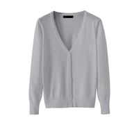 Generico Cardigan Donna Nero Scollo a V Giacca in Maglia con Bottoni Elegante Merino Lana Cardigan Invernale Leggero Casual Maglioncino Aperta Davanti Comodo Autunno Maglione Curvy Caldo Golfino