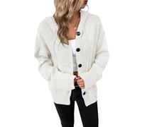 Generico Cardigan Donna per Il Passaggio dall'autunno all'inverno con Cappuccio e Coulisse Giacca monorazza Nera, Casual e Versatile abbinabile (Bianco,M)