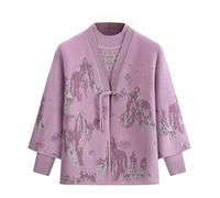 Generico Cardigan E Maglioni Lavorati A Maglia per Donne di Mezza età E Anziane. Set Coordinato Composto da Elegante Scialle con Mantella Jacquard E Maglione con Collo Alto in Jacquard con Diamanti