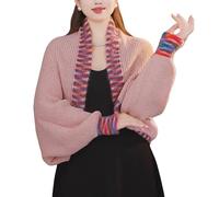 Generico Cardigan in Maglia Rosa da Donna Scialle con Maniche Lunghe Bolero Coprispalle per Autunno Inverno Abito da Sera Sposa Damigelle d'Onore Madre della Sposa