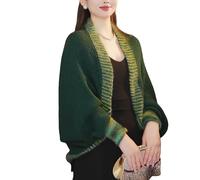 Generico Cardigan in Maglia Verde Scuro da Donna Scialle con Maniche Lunghe Bolero Coprispalle per Autunno Inverno Abito da Sera Sposa Damigelle d'Onore Madre della Sposa