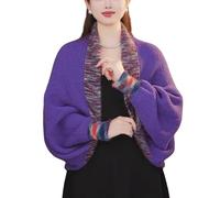 Generico Cardigan in Maglia Viola da Donna Scialle con Maniche Lunghe Bolero Coprispalle per Autunno Inverno Abito da Sera Sposa Damigelle d'Onore Madre della Sposa