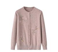 Generico Cardigan Lavorato a Maglia per Mezza età E Anziani, da Vecchia Signora, Casual, da Nonna, con Scollo a Giro, con Ricamo, da Mamma, Caldo, Cappotto, Giacca, Primavera E Autunno, Cammello, Tag