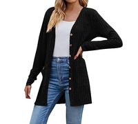 Generico cardigan leggero donna estivo, Maglione Aperto Davanti con Bottoni e Tasche, Giacca Casual Comoda per Autunno Inverno
