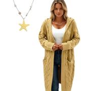 Generico Cardigan Sweaters for Women Long Sleeve Open Front with Pockets, Lightweight Womens Cable Knit Cardigan Sweater Outerwear (Yellow,5XL)