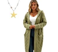 Generico Cardigan Sweaters for Women Long Sleeve Open Front with Pockets, Lightweight Womens Cable Knit Cardigan Sweater Outerwear (Green,M)