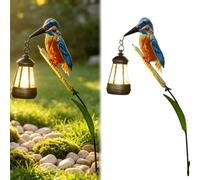 Generico Cardinal/Hummingbird/Kingfisher Outdoor Stake Solar Light, Red Bird Lantern Decor Garden Stake with Hanging Warm Glow Lamp, Pathway Stake Statue for Yard Art Lawn Patio Porch
