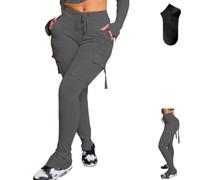 Generico Cargofit 2.0 - Pantaloni Cargo da Donna,Cargofit 2.0- Fit Cargo Pants Women,Pantaloni Cargo in Cotone con Coulisse, Jogger, Leggings con Tasche, Pantaloni Casual a Vita Alta