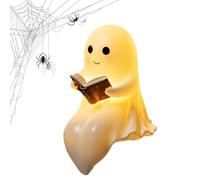 Generico Carina Ghost Reading Book Lamp, Halloween Cute 3D LED Night Light, Figurina fantasma a LED calda, per scrivanie, mensole, regalo di Halloween