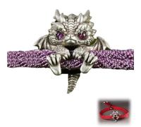 Generico Carino braccialetto drago d'argento,Braccialetto drago d'argento regolabile,Braccialetto con drago vintage,Bracciale in corda di drago intrecciato,Braccialetto drago personalizzato (Viola)