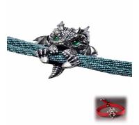 Generico Carino braccialetto drago d'argento,Braccialetto drago d'argento regolabile,Braccialetto con drago vintage,Bracciale in corda di drago intrecciato,Braccialetto drago personalizzato (verde)