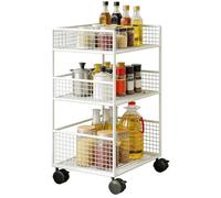 Generico Carrello a 3 Ripiani Mobili - Carrello Multifunzione in Metallo con Ruote - per Cucina,per Ufficio, Casa, Cameretta, Lavanderia, Bagno, Pulizie, College, Hobby, Aula Scolastica