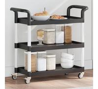 Generico Carrello a 3 Ripiani Nero 77x34x72 cm in Alluminio,Nero,5.23kg,30322