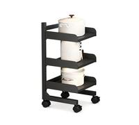 Generico Carrello A Spazio Stretto, Carrello Portaoggetti Sottile Con Rotelle, Armadietto Organizer For Il Bagno,Altezza Del Ripiano Regolabile,for Piccoli Angoli Stretti(Black,20x28x80cm)