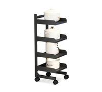Generico Carrello A Spazio Stretto, Carrello Portaoggetti Sottile Con Rotelle, Armadietto Organizer For Il Bagno,Altezza Del Ripiano Regolabile,for Piccoli Angoli Stretti(Black,33x28x95cm)