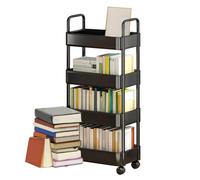 Generico Carrello con ruote, Carrello con ruote - | multiuso con rotelle a 3/4 livelli con maniglia, carrello portaoggetti mobile multifunzionale con