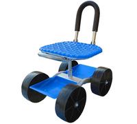 Generico Carrello da giardino multifunzionale con sedile girevole a 360°, schienale pieghevole e telaio robusto - Sgabello girevole ad altezza regolabile for raccolta e diserbo