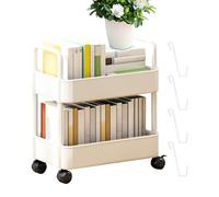 Generico Carrello da scaffale mobile | Scaffi di stoccaggio dei libri mobili a 2 livelli | Carrello di snack e giocattoli, portapacchi per le ruote per la casa