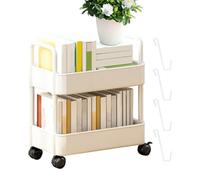 Generico Carrello da scaffale mobile | Scaffi di stoccaggio dei libri mobili a 2 livelli | Carrello di snack e giocattoli, portapacchi per le ruote per la casa