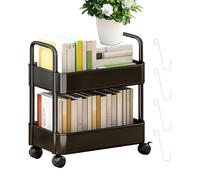 Generico Carrello Di Servizio, 2 Livelli Carrello Portaoggetti, Carrello Snack Carrello Porta Libri, Carrello Mobile Dello Scaffale Con Rotelle Con Ruote E Ganci, Organizer Mobile, 37x25x43.5cm