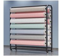 Generico Carrello espositore per Tessuti Resistente con Asta Appendiabiti Regolabile e Ruote con Freno - Perfetto per Rotoli di Vinile, Soluzione di stoccaggio in Metallo salvaspazio