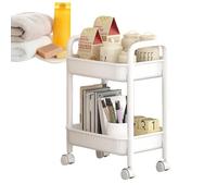 Generico Carrello - Organizer Portaoggetti 2 Ripiani Con Ruote | Carrello Multiuso Antiscivolo 49,5 Cm | Maniglia Ergonomica E Design Asciugatura Rapida - Per Ufficio Bagno Cucina