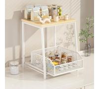 Generico Carrello Per Microonde Da Cucina. Piccolo Supporto Con Cesto Portaoggetti Inferiore. Design Senza Ruote, Scaffale Compatto Per Appartamento, Balcone O Angolo Caffè.(White,42 * 30 * 40cm)