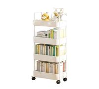 Generico Carrello Porta Attrezzi, Organizer Portaoggetti Mobile, Carrelli Portaoggetti Da Cucina, Con Ruote E Ganci Multifunzionale, Per Cucina, Bagno, Ufficio(White,4 Tier)