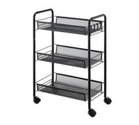 Generico Carrello Portaoggetti In Metallo A Tre Livelli Con Ruote E Gancio, Compatibile La Cucina, Il Bagno WC(K)