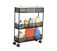 Generico Carrello Portaoggetti Sottile A 3 Livelli, Ripiano Con Spazio Vuoto Con Ruote, Carrello Portaoggetti For Il Bagno, For La Lavanderia Del Bagno In Luoghi Stretti(Black,9x50x74cm)