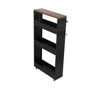Generico Carrello Portaoggetti Sottile Con Rotelle,carrello Portaoggetti Da Bagno A 3/4 Livelli,a Spazio Stretto Con Ruote,for Lavanderia Da Bagno In Luoghi Stretti(Black,4 tiers)