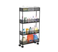 Generico Carrello Portaoggetti Sottile E Scorrevole,carrello Portaoggetti For Il Bagno,ripiano Con Spazio Vuoto Con Ruote,for La Lavanderia Del Bagno In Luoghi Stretti(Black,16x40x74cm)