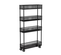 Generico Carrello Portaoggetti Sottile,Scaffale Portaoggetti Con Spacco A 4/5 Livelli Con Ruote,Carrello Organizzatore For Il Bagno,for La Lavanderia Bagno In Luoghi Stretti(Black,50x12x98cm)