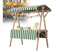 Generico Carrello portavivande in Legno Pieghevole Portatile con Tenda da Sole - Chiosco per venditori ambulanti Leggero per mercati agricoli, Gelati, Hot Dog, Esposizione Mobile di Cibo 120x60x200 c