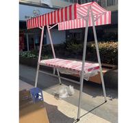 Generico Carrello portavivande Portatile Rosso, Blu e Verde su Ruote, chiosco Pieghevole per Snack e succhi, bancarella di Hot Dog e Dolci per Il Mercato agricolo, espositore da 23,6" x 51,2"