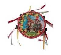 Generico Carrettino Siciliano tamburello in Legno e Pelle Vari Modelli (Rosso cm.20)