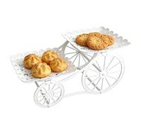 Generico Carriage Shaped Tiered Serving Stand - Elegant Hollow Cake Display Rack | Serving Tray | Double Layer Dessert Tray For Cupcakes, Candy, Pastries, Buffet, Wedding & Party