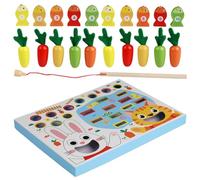 Generico Carrot Fishing Game, Wooden Puzzle, Color Sorting Bright Colors Lightweight Portable Compact Cardboard Build Sturdy Base, Magnetic Fishing Toy for Kids Home Present Entertainment