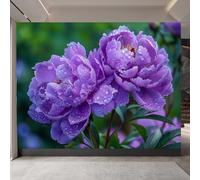 Generico carta da parati 3d 250x370cm Fiori Viola carta da parati per cucina Pannelli su tela effetto olio, unione continua e invisibile, perfetti per camera da letto moderna EB24-7815