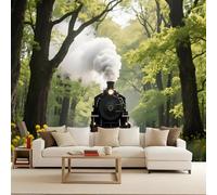 Generico carta da parati 3d 250x370cm Foresta Dei Treni carta da parati per cucina Pannelli su tela effetto olio, unione continua e invisibile, perfetti per camera da letto moderna EB24-3867