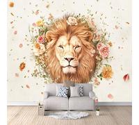 Generico carta da parati 3d 250x420cm Leone Nel Campo Di Fiori carta da parati effetto marmo Tela decorativa 3D senza cuciture, ottima per ambienti eleganti come ufficio o sala riunioni EB24-5570