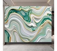 Generico carta da parati 3d 250x420cm Strisce Di Marmo Oro Verde carta da parati effetto marmo Tela decorativa 3D senza cuciture, ottima per ambienti eleganti come ufficio o sala riunioni EB24-279