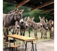Generico Carta Da Parati 3d 300x210cm Asino Carino carta da parati effetto marmo Bambini Nelle Aree Rurali Tela decorativa 3D senza cuciture, ottima per ambienti eleganti come ufficio o sala riunioni