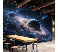 Generico Carta Da Parati 3d 300x210cm Linea Stellare carta da parati effetto marmo Galassia Misteriosa Tela decorativa 3D senza cuciture, ottima per ambienti eleganti come ufficio o sala riunioni