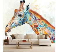 Generico carta da parati 3d 400x280cm Giraffa carta da parati vintage Fantasia Misteriosa 3D Effetto Ottico Illusione Ottica da Muro Arte da Parete Decorativa Fotomurali Moderni