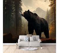 Generico Carta da Parati 3D Effetto Orso Carta Parati Orso Animale Fotomurale Tessuto non Tessuto Nessun Supporto Adesivo Resistente Impermeabile Facile da Pulire Adatto per Caffè Ufficio 250x175 cm