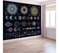 Generico Carta Da Parati 3D Moderna Tema Spaziale, Nero Muro Xxl Mistero Astrologia Sole E Luna 250 X 175 Cm Per Camera Letto Soggiorno Ufficio Cameretta Bambini - Fotomurali Moda Decorazione Poster