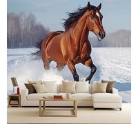 Generico carta da parati 450x315cm Cavallo Agile carta da parati floreale Serie Free Wild Facile da Applicare Senza Bolle d’Aria Tagliabile su Misura Resistente ai Graffi