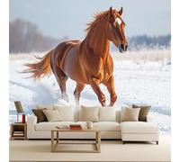 Generico carta da parati 450x315cm Cavallo Marrone-rosso carta da parati floreale Serie Free Wild Facile da Applicare Senza Bolle d’Aria Tagliabile su Misura Resistente ai Graffi